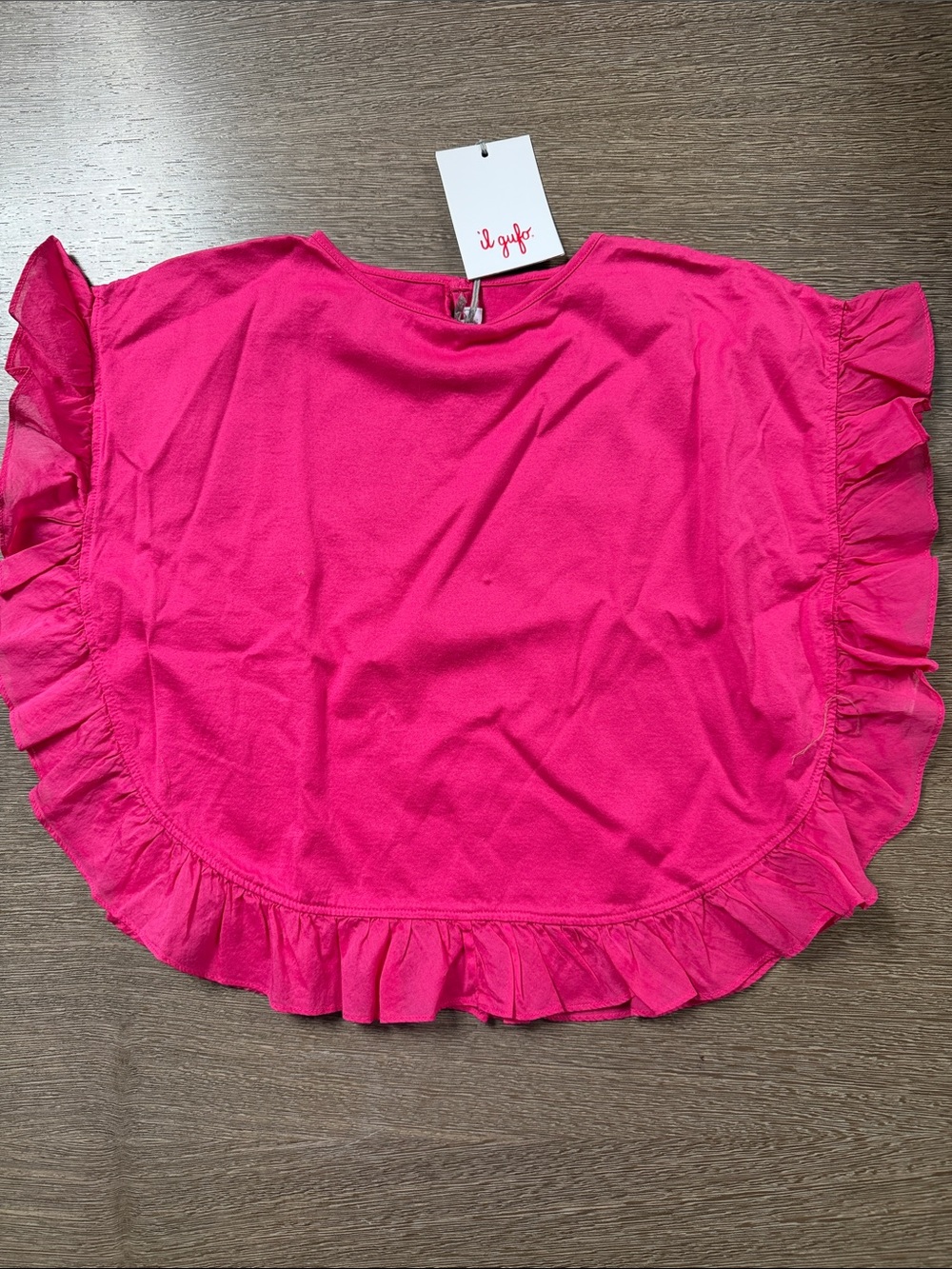 Il Gufo Bright Pink Ruffle Top sz 4 cotton super soft made in Italy